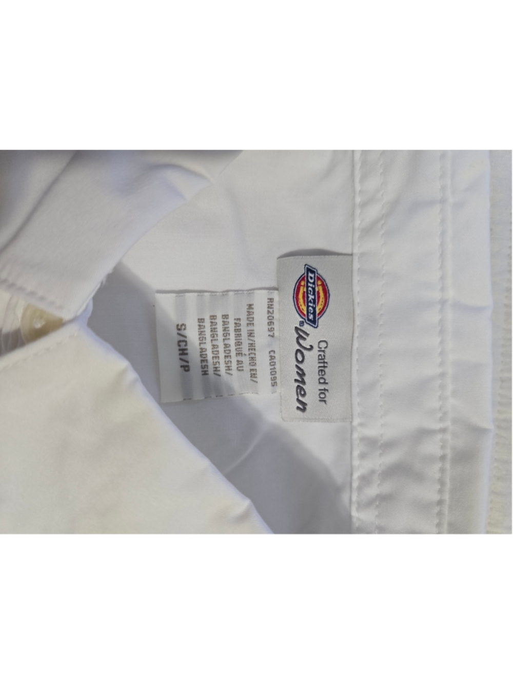 Women's Dickies White Short Sleeve Cotton Poplin Button Down Shirt Size S - Picture 5 of 8